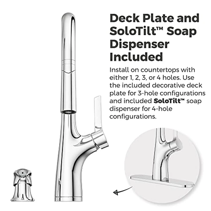 Pfister Ceylon Polished Chrome Kitchen Faucet w/Pull Down Sprayer & Soap Dispenser, High Arc Kitchen Sink Faucet w/Pivot Spray Head, Kitchen Faucets w/Optional Deckplate, 1 to 4-Hole by Pfister - Image 6