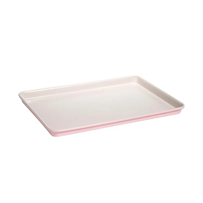 Paris Hilton Nonstick Carbon Steel Bakeware Collection, 15-Inch x 10-Inch Cookie Baking Sheet, Dishwasher Safe, Made Without PFOA and PFAS, Pink Cream Two-Tone by Paris Hilton - Used - Acceptable condition - CA$17.60