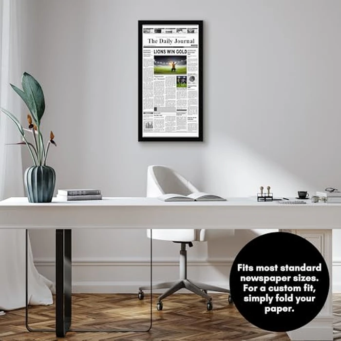 Americanflat 11x22 Newspaper Frame with Polished Plexiglass - Display for Assorted Media Articles - Signature Collection - Modern Picture Frame for Wall Display - Black by Americanflat - Image 3