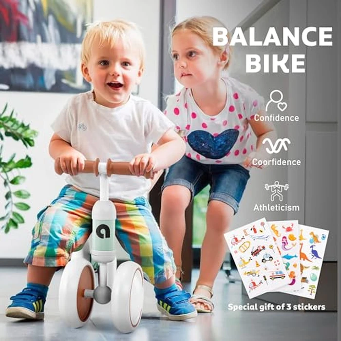 Colorful Lighting Baby Balance Bike, 10-24 Months Toddler Balance Bike, 4 Silence Wheels No Pedal Balance Bikes with 3 Cartoon Stickers, First for 1-2 Year Old - Green by AmazingLife - Image 3