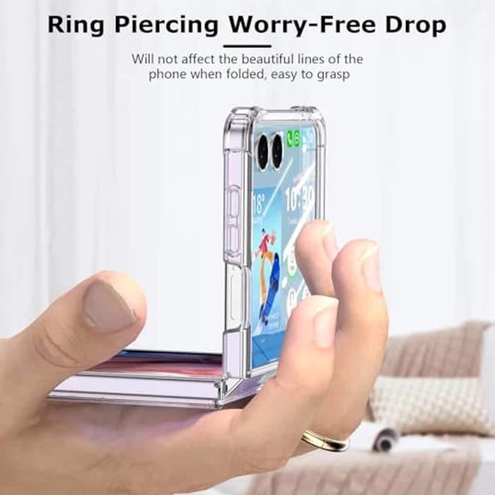 Designed for Samsung Galaxy Z Flip 7 Case Clear with Ring, Anti-Fall Shockproof Protective Phone Cover Compatible with Galaxy Z Flip 7 Case 5 G 2025 (Clear Purple) by SQMCase - Image 2