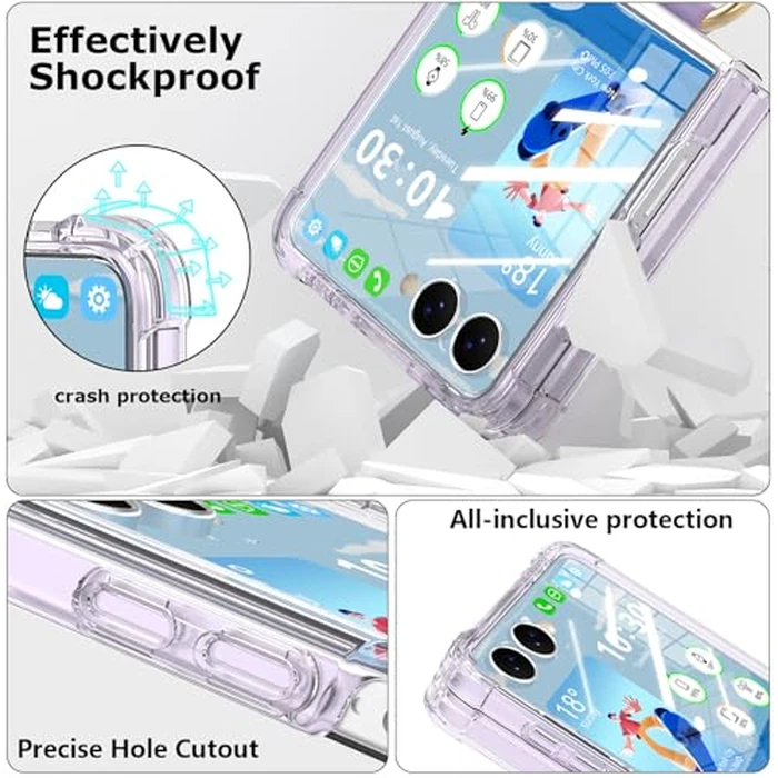 Designed for Samsung Galaxy Z Flip 7 Case Clear with Ring, Anti-Fall Shockproof Protective Phone Cover Compatible with Galaxy Z Flip 7 Case 5 G 2025 (Clear Purple) by SQMCase - Image 3