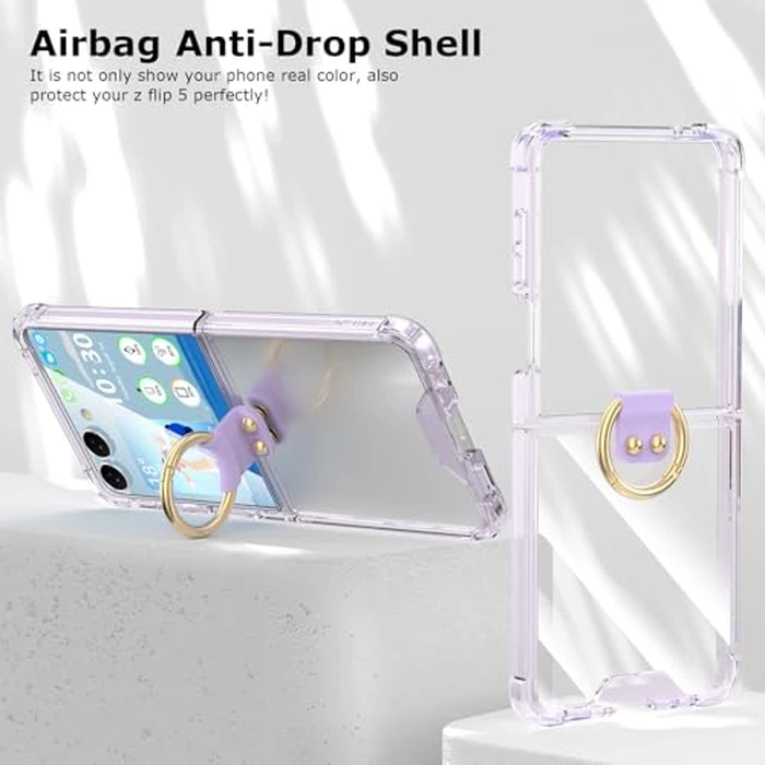 Designed for Samsung Galaxy Z Flip 7 Case Clear with Ring, Anti-Fall Shockproof Protective Phone Cover Compatible with Galaxy Z Flip 7 Case 5 G 2025 (Clear Purple) by SQMCase - Image 5