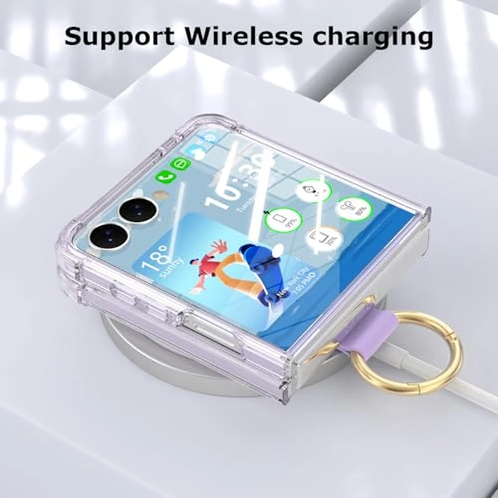 Designed for Samsung Galaxy Z Flip 7 Case Clear with Ring, Anti-Fall Shockproof Protective Phone Cover Compatible with Galaxy Z Flip 7 Case 5 G 2025 (Clear Purple) by SQMCase - Image 6