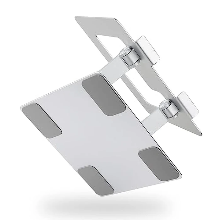 Amazon Basics Sturdy and Portable Ergonomic Laptop Stand for Desk, Height Adjustable Riser with Ventilated Cooling, Foldable, Fits all Laptops up to 15.6 Inch, Silver by Amazon Basics - Image 4