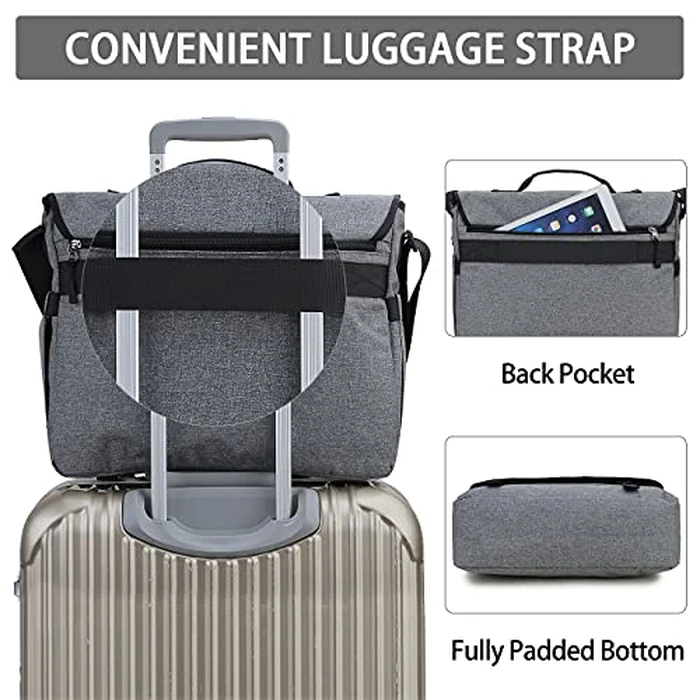 Messenger Bag for Men,RAVUO Water Resistant Lightweight 15.6 Inch Laptop Bag Satchel Crossbody Shoulder Bag with Luggage Strap by RAVUO - Image 6
