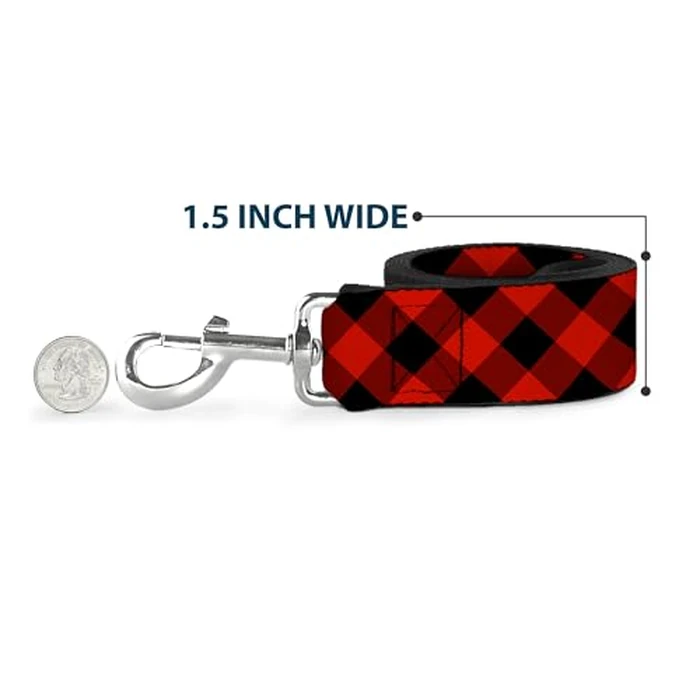 Buckle-Down Dog Leash Diagonal Buffalo Plaid Black Red Available in Different Lengths and Widths for Small Medium Large Dogs and Cats, 6 Feet Long - 1/2" Wide by Buckle-Down - Image 6