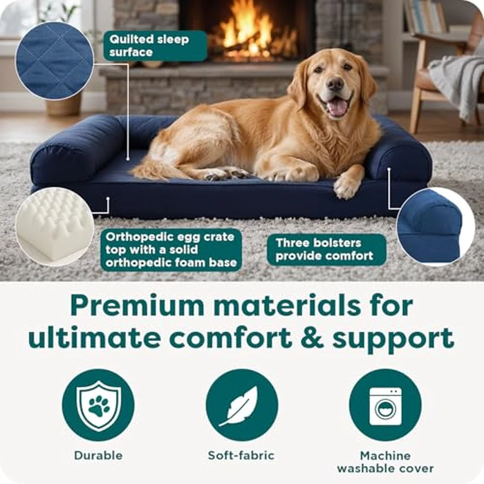 Furhaven Orthopedic Dog Bed for Large Dogs w/Removable Bolsters & Washable Cover, for Dogs Up to 95 lbs - Quilted Sofa - Coffee, Jumbo/XL by Furhaven - Image 5