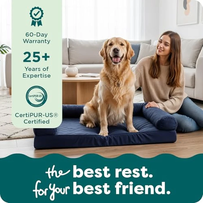 Furhaven Orthopedic Dog Bed for Large Dogs w/Removable Bolsters & Washable Cover, for Dogs Up to 95 lbs - Quilted Sofa - Coffee, Jumbo/XL by Furhaven - Image 9