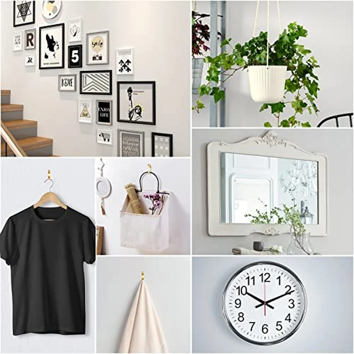 184 Pieces Picture Hanging Kit, 20lb, 30lb, and 50lb Picture Hangers, Metal Picture Hanging Hooks with Nails, on Drywall, Wooden Wall(Gold) by Romeda - Image 7