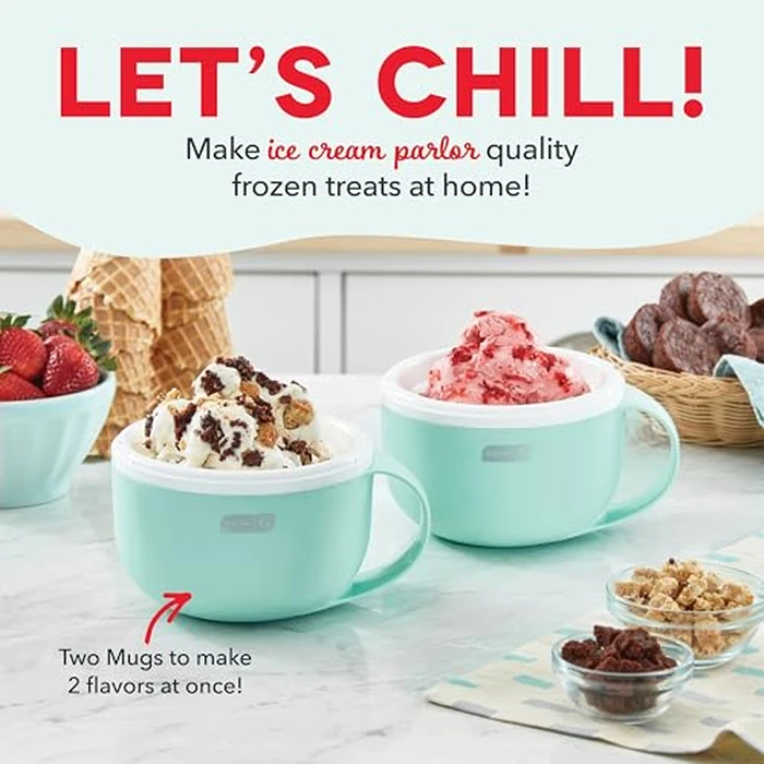 Dash My Mug Ice Cream Maker - Makes Single Serving of Gelato, Frozen Yogurt, Sorbet & More - Easy to Clean & Use - Aqua, 2 Bowls by DASH - Image 2
