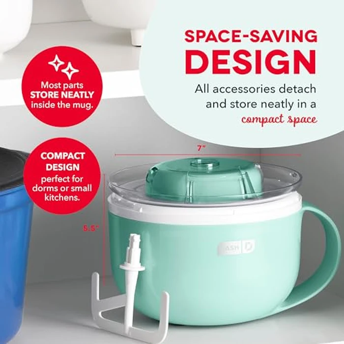 Dash My Mug Ice Cream Maker - Makes Single Serving of Gelato, Frozen Yogurt, Sorbet & More - Easy to Clean & Use - Aqua, 2 Bowls by DASH - Image 6
