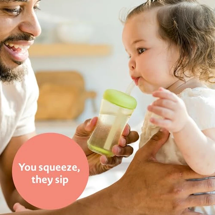 The First Years Squeeze & Sip Toddler Straw Cups - Squeezable Transition Sippy Cup with Silicone Straw - Toddler Feeding Supplies - 7 Oz - 3 Count - Ages 6 Months and Up by The First Years - Image 3