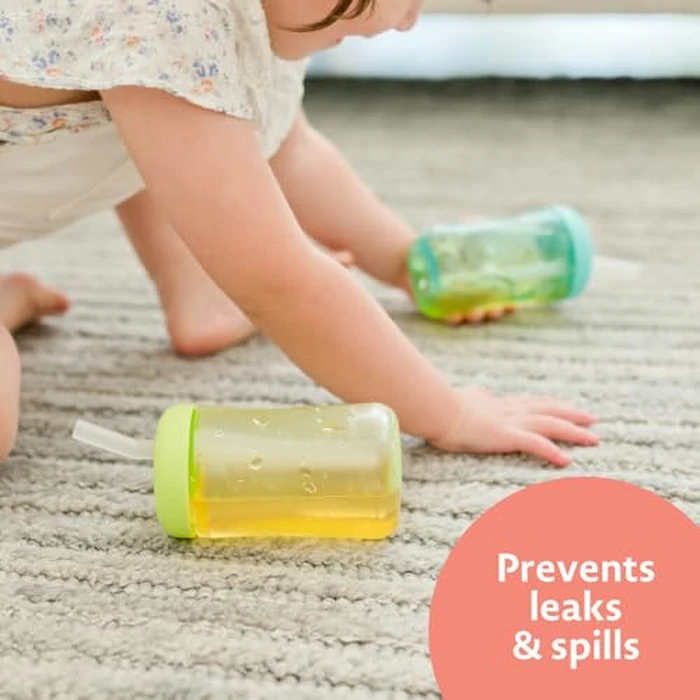 The First Years Squeeze & Sip Toddler Straw Cups - Squeezable Transition Sippy Cup with Silicone Straw - Toddler Feeding Supplies - 7 Oz - 3 Count - Ages 6 Months and Up by The First Years - Image 4