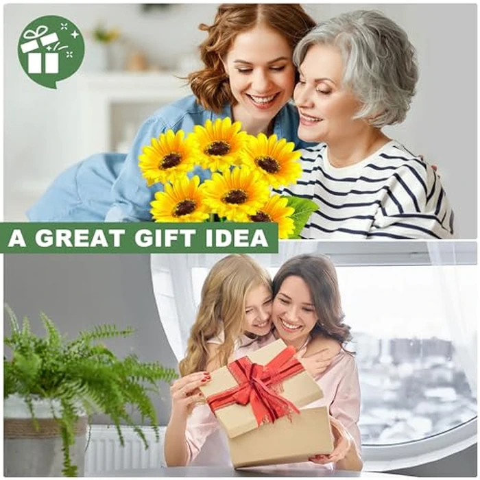 EDOF 2 Pack with 12 Sunflower Solar Lights Outdoor Garden Decor,Solar Flowers Lights Waterproof,Sunflowers Gifts for Mom Women Grandma Birthday,Decorative Stakes Lights for Landscape Yard Patio Lawn by EDOF - Image 6