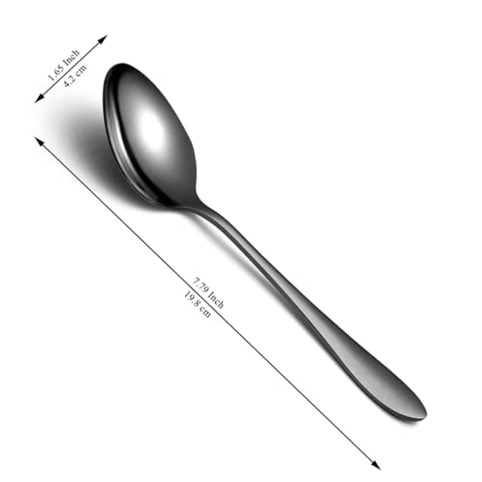 Berglander Black Soup Spoons 12 Pieces, Titanium Plating Stainless Steel Dinner Spoon, Table Spoon, Spoons Silverware for Home, Restaurant, Hotel, Daily Use, Dishwasher Safe by Berglander - Image 2