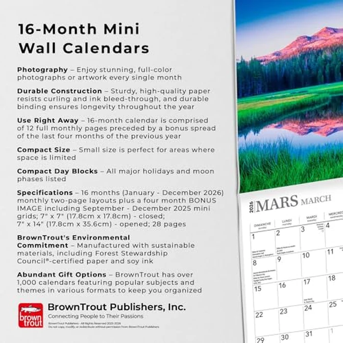 Inspiration | 2026 7 x 14 Inch (Hanging) Monthly Mini Wall Calendar | French Language | BrownTrout | Motivation Quotes by BrownTrout Publishers Ltd. - Image 3