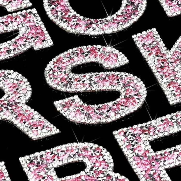 Locacrystal 34Pcs Rhinestone Letter Stickers Bling Glitter Alphabet A-Z Letters Self-Adhesive Crystal Rhinestones Word Sticker Iron on Letters for Clothing Art Crafts DIY Decors(Rose+White,2.24") by Locacrystal - Image 7