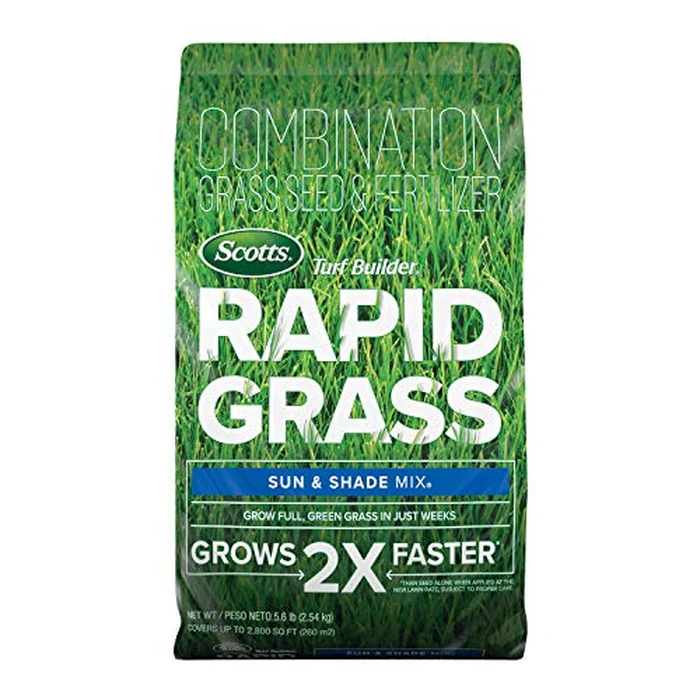 Scotts Turf Builder Rapid Grass Sun and Shade Mix - Combination Grass Seed & Lawn Fertilizer, Covers Up to 2,800 sq. ft., 5.6 lb. by Scotts - Image 1