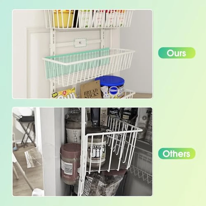 Mefirt White 9-Tier Over The Door Pantry Organizer, Pantry Organization and Storage, Deep Baskets Hanging Heavy-Duty Metal, Wall Spice Rack Seasoning Shelves for Home & Kitchen, Laundry Room Bathroom by Mefirt - Image 2