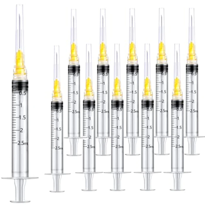 100 Pack 2.5ml 25Ga Plastic Syringe with Measurement for Scientific Labs, Industrial Dispensing Animal and Pet Supplies, Disposable Individually Wrapped by zogsnton - Used - Like New condition - CA$14.81