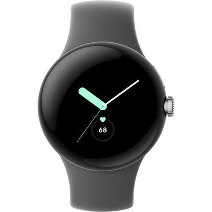 Google Pixel Watch 1 (Bluetooth) - 32GB - 30.4mm - Polished Silver Stainless Steel Case with Charcoal Fluoroelastomer Active Band by Google - Refurbished - Excellent condition - CA$99.59