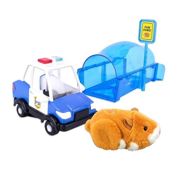 ZhuZhu City Electronic Hamster Police Car Toy - Interactive Pet with 40+ Sounds & Sirens - Includes Mr. Squiggles - Birthday Gift for Boys & Girls Ages 4+ by zhuzhu - Used - Acceptable condition