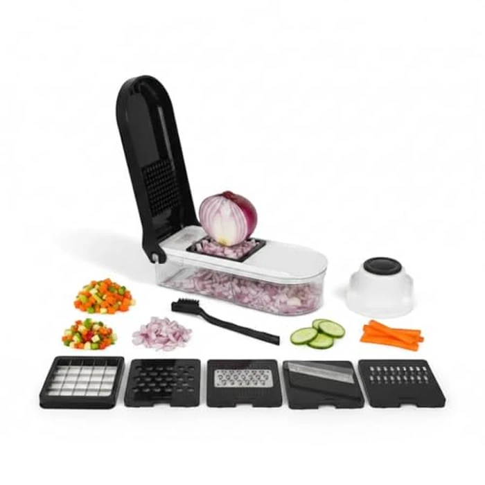 6-in-1 Vegetable Chopper & Mandoline Slicer - Food Chopper with Container, Onion Dicer, Julienne Cutter, Shredder, Grater - Salad, Potato, Cucumber, Carrot, Tomato, Cheese - Artigee by Artigee - Used - Like New condition