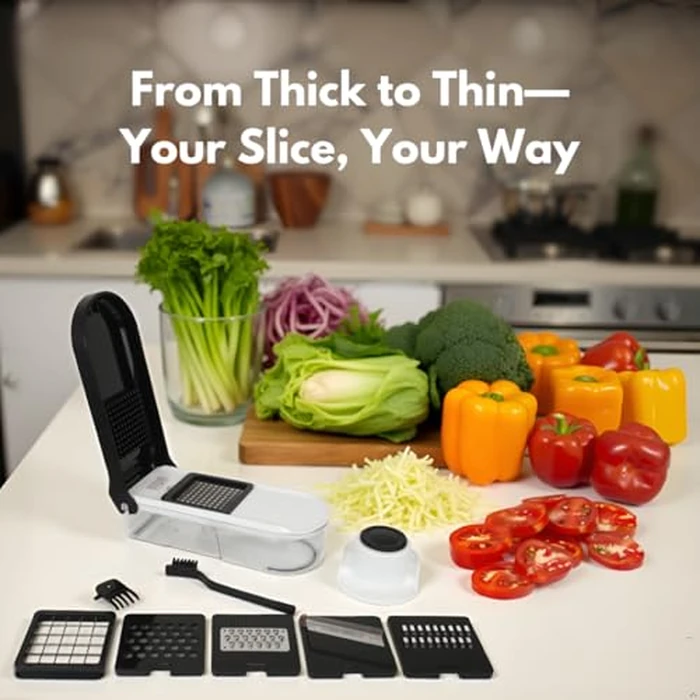 6-in-1 Vegetable Chopper & Mandoline Slicer - Food Chopper with Container, Onion Dicer, Julienne Cutter, Shredder, Grater - Salad, Potato, Cucumber, Carrot, Tomato, Cheese - Artigee by Artigee - Image 4