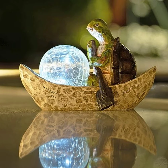 Rezpuao Garden Statue of Turtle,Garden Decor Tortoise Figurine,Turtle Outdoor Statue,Solar Tortoise Decor for Patio,Balcony,Yard,Lawn Ornament,Perfect Gardens Gift by Rezpuao - Image 1