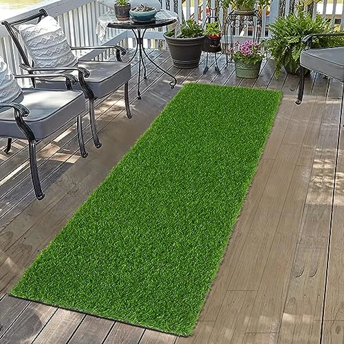 Bsmathom Artificial Grass Rug Indoor Outdoor Rug, Professional Dog Potty Training Rug, Fake Grass Rug Synthetic Grass Mat Door Mats with Drainage Holes for Balcony Patio Garden (2x10Ft) by Bsmathom - Image 2