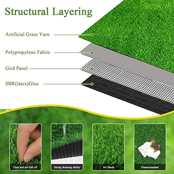 Bsmathom Artificial Grass Rug Indoor Outdoor Rug, Professional Dog Potty Training Rug, Fake Grass Rug Synthetic Grass Mat Door Mats with Drainage Holes for Balcony Patio Garden (2x10Ft) by Bsmathom - Image 5