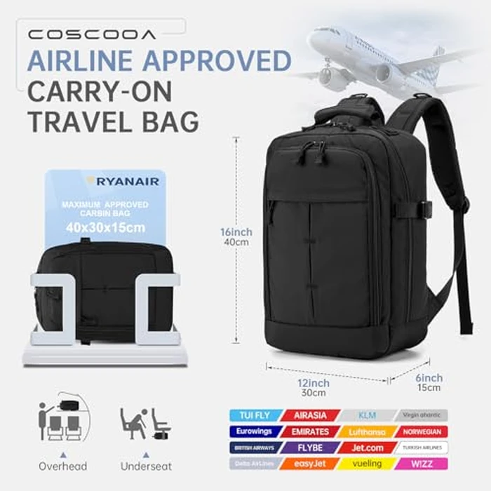 COSCOOA Small Travel Backpack 20L,Personal Item Bag 40x30x15cm,Flight Approved Underseat Travel Bag,Carry on Luggage Bag,Mochila de Viaje,Cabin Size Backpack by COSCOOA - Image 2