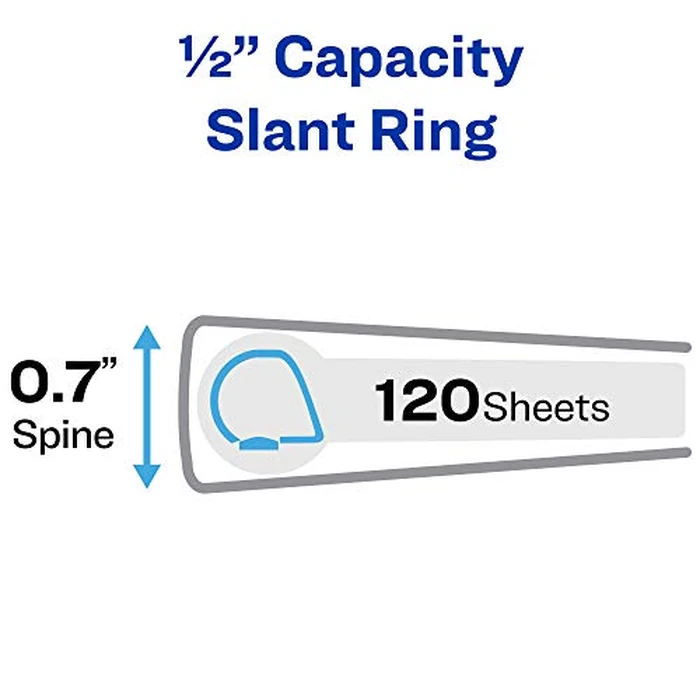 Avery Durable View Binder, 1/2" Slant Rings, 120-Sheet Capacity, DuraHinge, White, Pack of 4 (3362) by Avery - Image 2