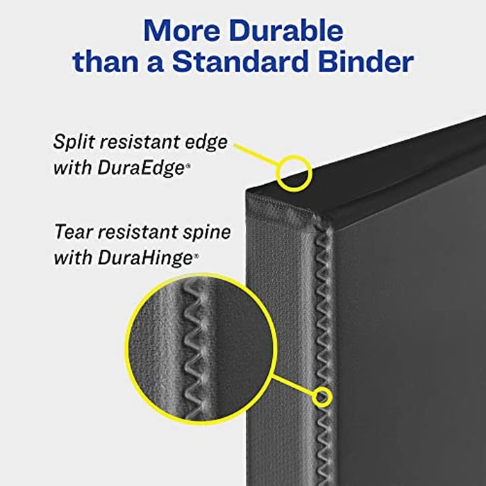 Avery Durable View Binder, 1/2" Slant Rings, 120-Sheet Capacity, DuraHinge, White, Pack of 4 (3362) by Avery - Image 4
