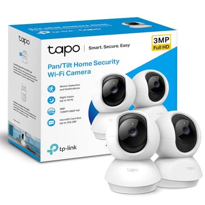 Tapo 2K Pan/Tilt Indoor Security WiFi Camera, 2 Pack, Baby & Pet Camera w/ 360 degrees Motion Tracking, 2-Way Audio, Night Vision, Cloud & Local Storage (Up to 256 GB), Works w/Alexa & Google (Tapo C210P2) by Tapo - Used - Good condition
