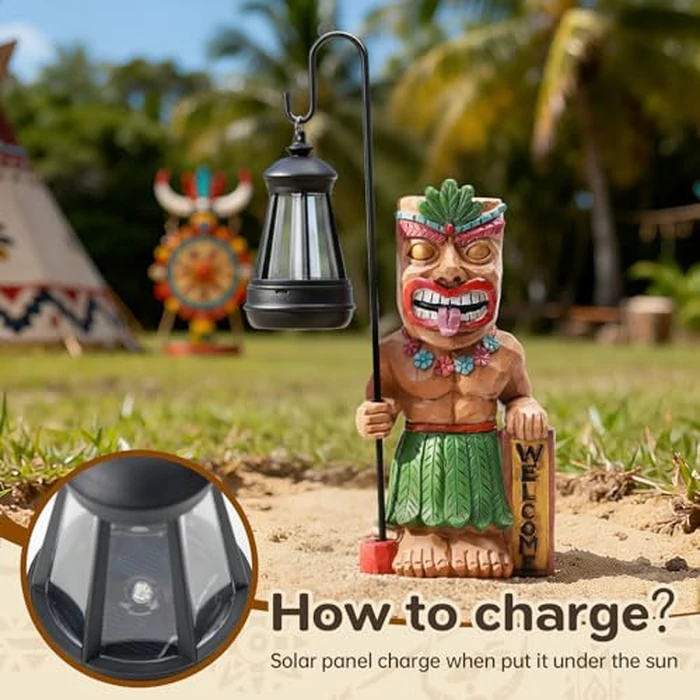 IDEA SHOW Solar Tiki Outdoor Statues Funny Tiki Bar Decor with Solar Light Waterproof Tiki Figurines Decoration for Lawn Yard Balcony Patio Garden for Christmas Housewarming by IDEA SHOW - Image 4