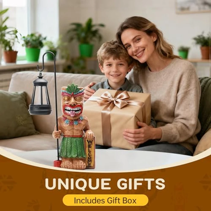 IDEA SHOW Solar Tiki Outdoor Statues Funny Tiki Bar Decor with Solar Light Waterproof Tiki Figurines Decoration for Lawn Yard Balcony Patio Garden for Christmas Housewarming by IDEA SHOW - Image 8