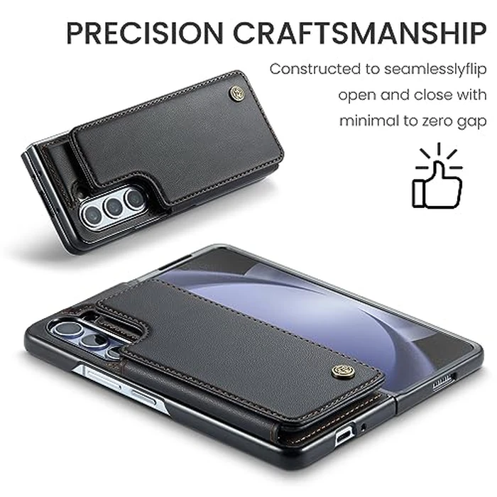 Kowauri for Samsung Galaxy Z Fold 5 Case with Card Holder, Galaxy Z Fold 5 PU Leather Wallet Case with RFID Blocking Card Slot Magnetic Closure Shockproof Protective Phone Cover for Women Men (Black) by Kowauri - Image 6