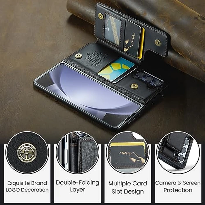 Kowauri for Samsung Galaxy Z Fold 5 Case with Card Holder, Galaxy Z Fold 5 PU Leather Wallet Case with RFID Blocking Card Slot Magnetic Closure Shockproof Protective Phone Cover for Women Men (Black) by Kowauri - Image 8