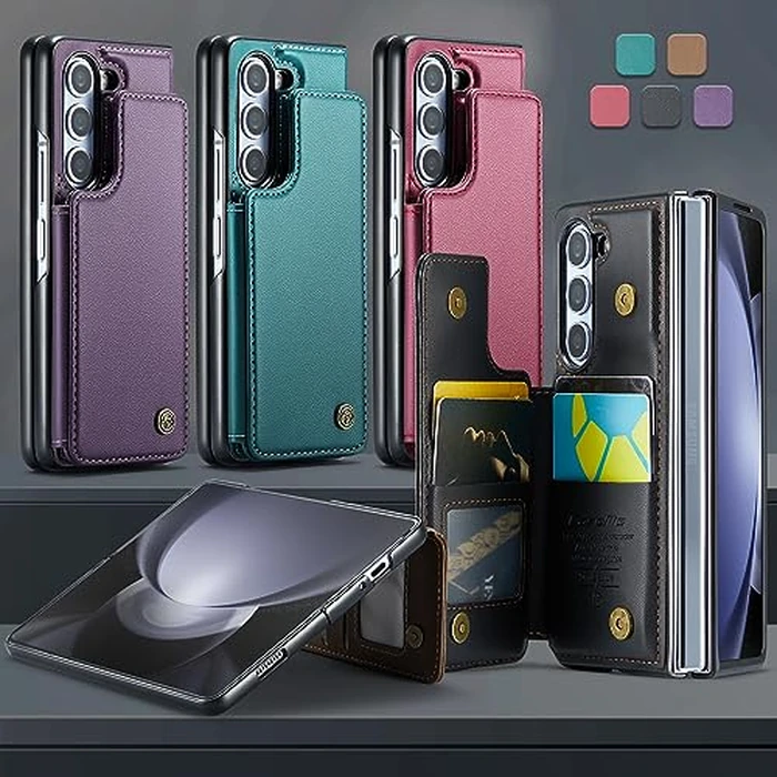 Kowauri for Samsung Galaxy Z Fold 5 Case with Card Holder, Galaxy Z Fold 5 PU Leather Wallet Case with RFID Blocking Card Slot Magnetic Closure Shockproof Protective Phone Cover for Women Men (Black) by Kowauri - Image 9