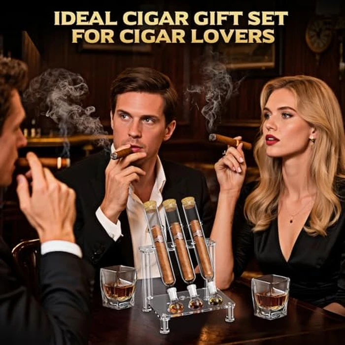 LIHTUN Cigar Flavoring Humidor Case for 3 Cigars, Borosilicate Glass Tubes, Balls and Acrylic Stand, Portable Cigar Humidor Gift Set for Flavor Mellowing, Storage and Display (Medium) by LIHTUN - Image 6