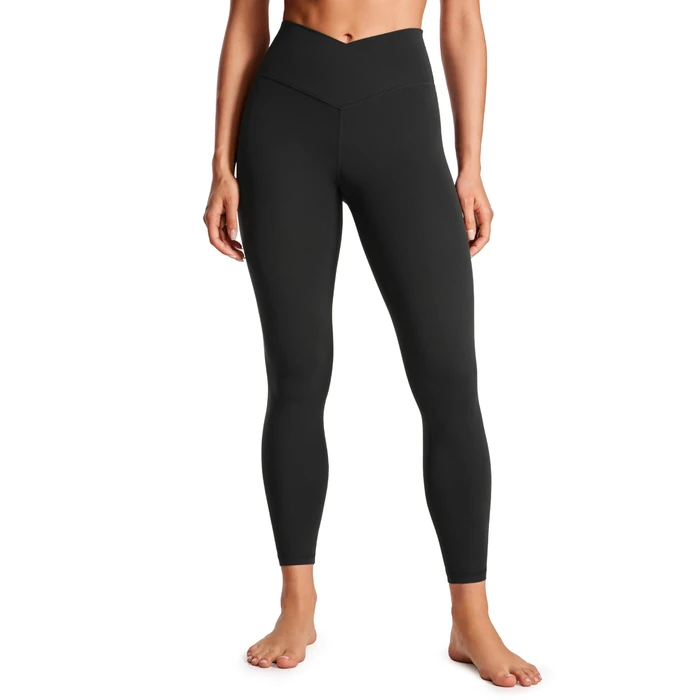 CRZ YOGA Butterluxe Crossover Waist Leggings 25" - V Crossover High Waisted Gym Workout Yoga Womens Black Small by CRZ YOGA - Used - Acceptable condition