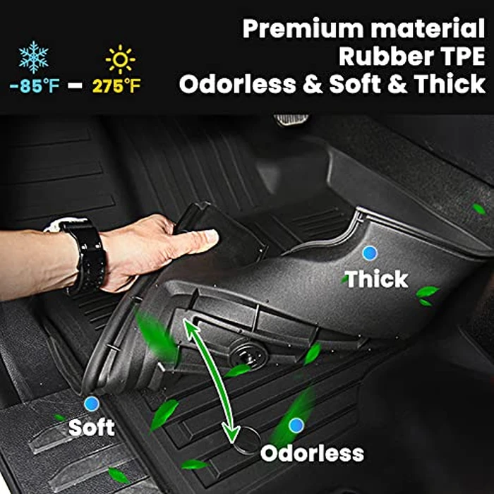 Auxko All Weather Floor Mats Fits for Ford F150 Supercrew 2015-2025 2026 (Include Lightning 22-26)(Only Rear Bench Seat w/Under Seat Storage Not for Front Bench Seat) TPE Rubber Liners Odorless Mats by AUXKO - Image 3