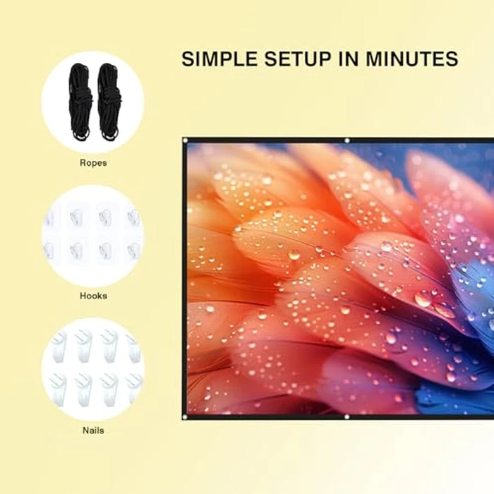 STWUI Projector Screen - 100 inch Projector Screen 16:9 Washable Foldable Portable Projector Movies Screen for Home Theater Outdoor Indoor Projector Screen,Support Double Sided Projection by STWUI - Image 5