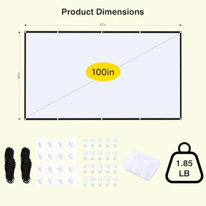 STWUI Projector Screen - 100 inch Projector Screen 16:9 Washable Foldable Portable Projector Movies Screen for Home Theater Outdoor Indoor Projector Screen,Support Double Sided Projection by STWUI - Image 7