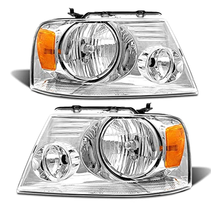 ADCARLIGHTS Headlight Assembly for 2004-2008 Ford F150 Pickup 2006-2008 Lincoln Mark LT Clear Lens Chrome Housing Amber Reflector Replacement W/O Bulbs by ADCARLIGHTS - Used - Very Good condition