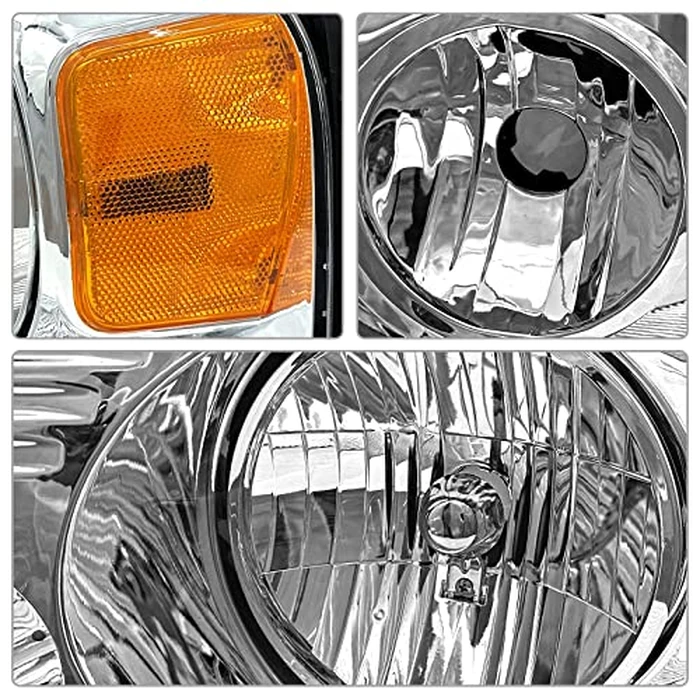 ADCARLIGHTS Headlight Assembly for 2004-2008 Ford F150 Pickup 2006-2008 Lincoln Mark LT Clear Lens Chrome Housing Amber Reflector Replacement W/O Bulbs by ADCARLIGHTS - Image 6