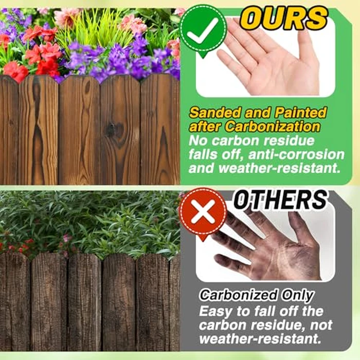 Wooden Garden Edging - 7.9ft x 8in Weather-Resistant Pine Landscape Border Fence for Outdoor Patio Lawns Yard Flower Beds Decoration by Acostop - Image 3