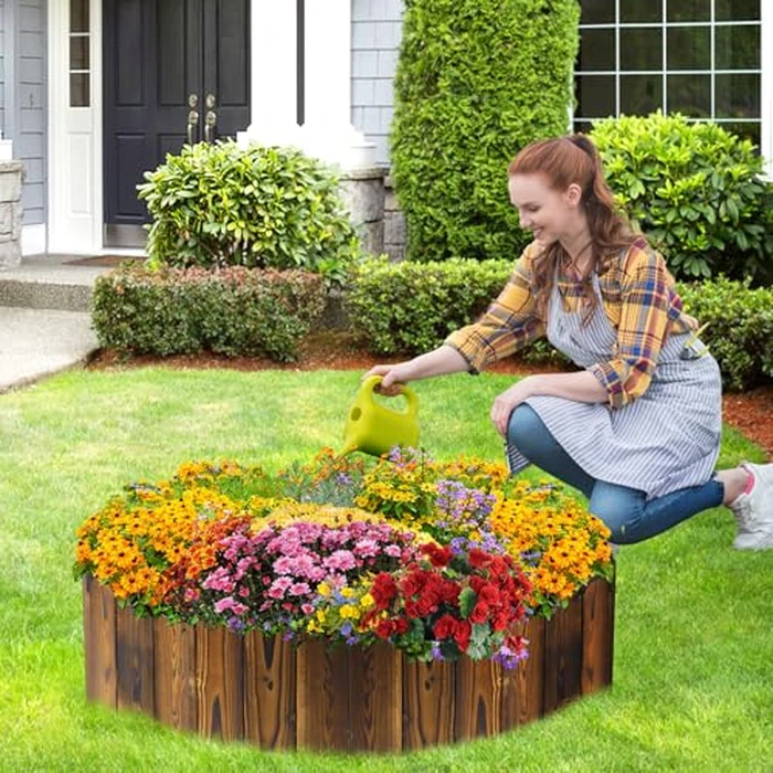 Wooden Garden Edging - 7.9ft x 8in Weather-Resistant Pine Landscape Border Fence for Outdoor Patio Lawns Yard Flower Beds Decoration by Acostop - Image 5